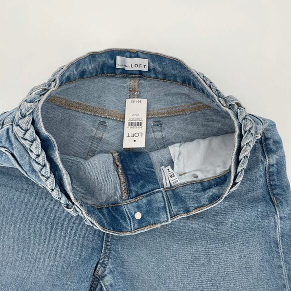 Ann Taylor LOFT Waist 31 Tag Size 2 The Cut Off Short Denim Braided Women NEW - Picture 4 of 6